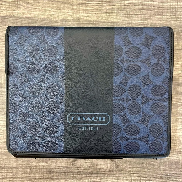Coach Other - Coach Leather IPad Cover | Blue & Black Tablet Case